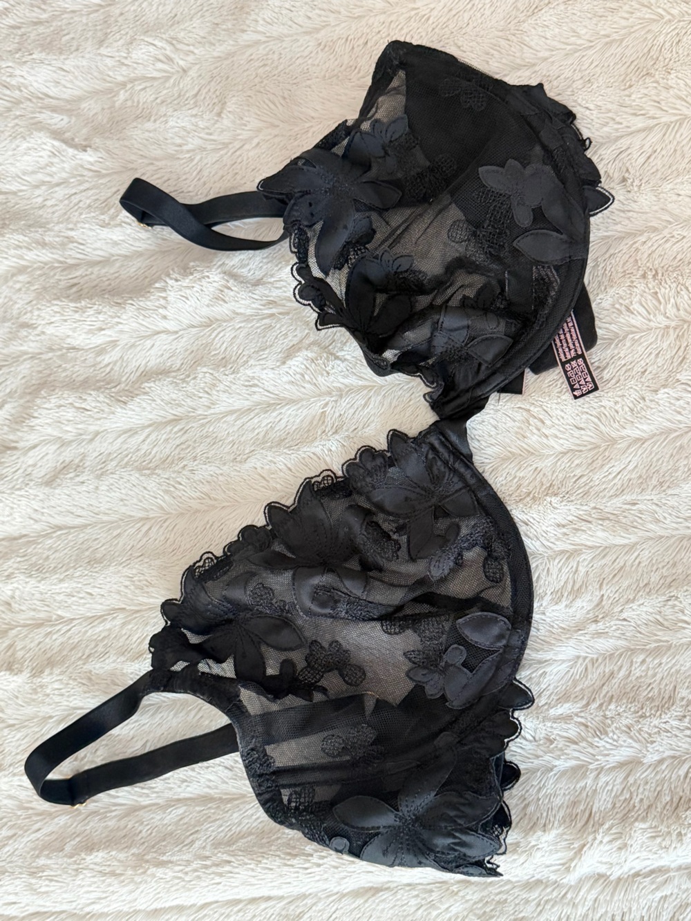 Sheer Floral Lace Unlined Plunge Bra